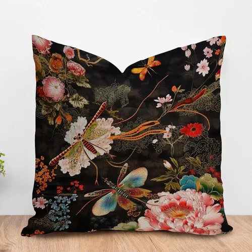 Miniatura 32 de ArogGeld Funda de almohada blanca con flores chinoiserie, funda de almohada para sofá, diseño floral verde y blanco, funda de almohada de lino A-12
