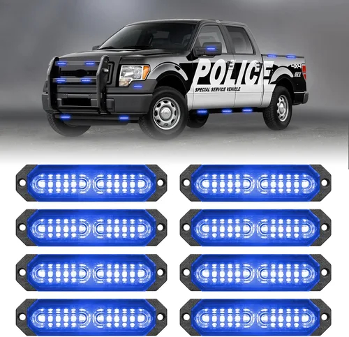 Miniatura 14 de HLauto 1200T Luces de rejilla estroboscópicas de emergencia: 8 piezas 12 LED con función de sincronización, luces de advertencia de seguridad