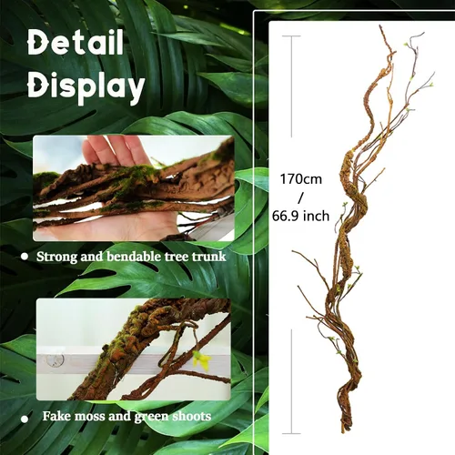 Miniatura 2 de Plantas artificiales flexibles de 66.9 pulgadas para colgar en la pared, tronco de árbol, ramas de cerezo falsas, ramitas de madera, enredaderas