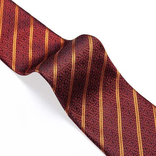 Miniatura 7 de DiBanGu Juego de corbata a rayas para hombre, corbata tejida de seda a cuadros y gemelos cuadrados de bolsillo, negocios y bodas