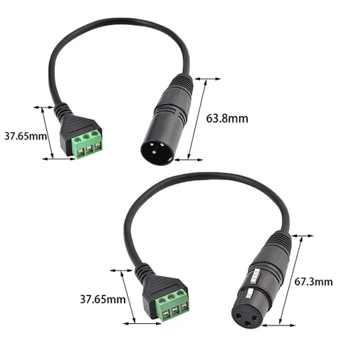 Miniatura 6 de 4 conectores XLR macho y hembra a cable de terminal de tornillo de 3 pines, adaptador de tornillo XLR de 3 núcleos con cable de 11.8 in