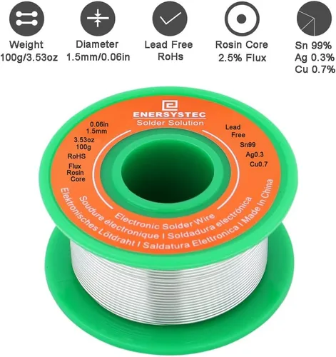 Miniatura 2 de Alambre de soldadura Electrónica sin plomo Aleación Núcleo de colofonia Sin Clearn 0.059 in 3.53 oz, alambre de soldadura electrónico Flujo Pozo