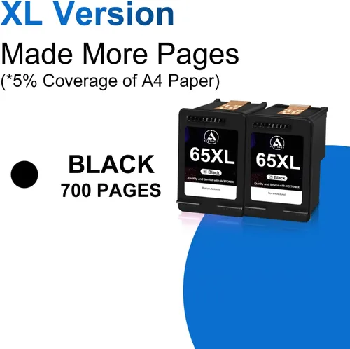 Miniatura 3 de Cartuchos de tinta negros 65XL de repuesto para impresora HP 65XL Ink 65 de alto rendimiento con Envy 5055 5052 5058 DeskJet 3755 2655 3752 3720