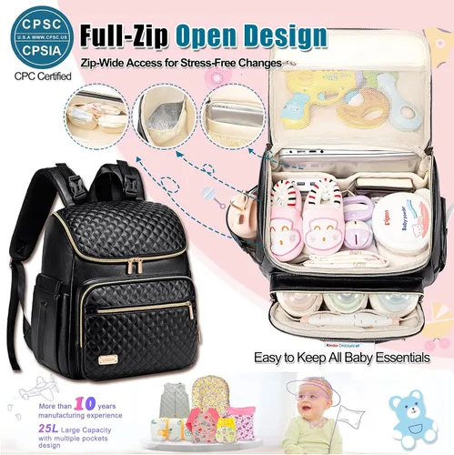 Miniatura 4 de Mochila para pañales Weitars con cambiador, mochila para pañales de bebé, mochila para pañales de viaje, bolso para pañales para mamá, 5 bolsillos