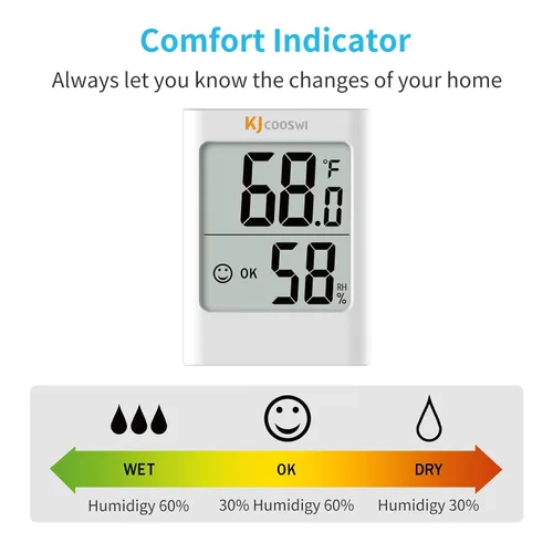 Miniatura 4 de Medidor de humedad, paquete de 2 termómetros de interior para el hogar, higrómetro digital, termómetro de habitación y medidor de humedad