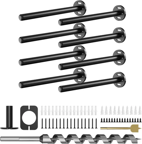 Miniatura 19 de 4 soportes de pared para estantes flotantes de alta resistencia, soportes invisibles negros para estantería, accesorios decorativos flotantes