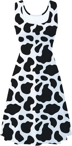 Miniatura 21 de uideazone - Vestido de mujer sin mangas cuello redondo de verano, para playa, casual, Midi línea A.
