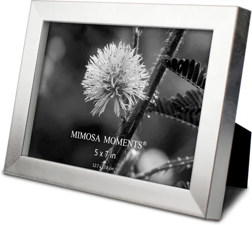 Miniatura 3 de Marco de fotos metálico, acabado satinado cepillado, exhibición de fotos para escritorio (plateado, 5 x 7 pulgadas)