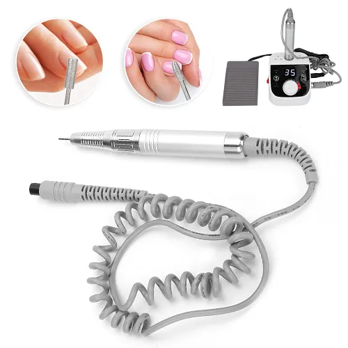 Miniatura 4 de Taladro de uñas eléctrico de 35000 RPM, herramientas de pulido de arte de uñas con vástago de mano, kit de taladro profesional para lima de uñas