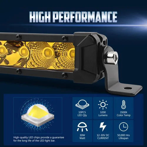 Miniatura 4 de Barra de luz LED amarilla de 12", combo de foco y luz de inundación con haz Led para luz antiniebla Amarillo