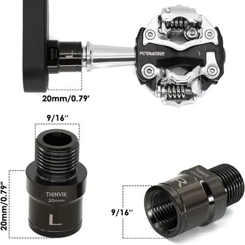 Miniatura 4 de Thinvik Titanium Alloy Bike Pedal Extenders, Extended Pedal Spacer for 9/16 inch Bike Pedals, Pedal Extensions - Extended 20mm/ 0.79in