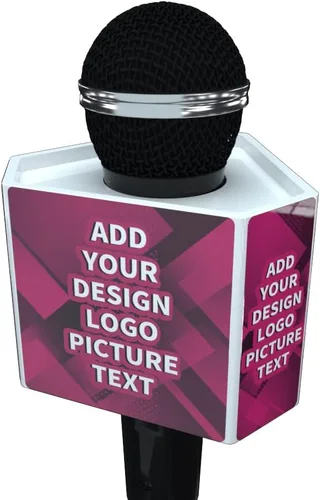 Miniatura 7 de Caja de micrófono personalizada Logo personalizado Cubo Hexágono micrófono bandera (negro)