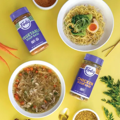 Miniatura 5 de Base y condimento para sopa de pollo Fody Foods, 10.6 oz, lista para usar, sin ajo ni cebolla, Certificado bajo en FODMAP, apto para intestino e