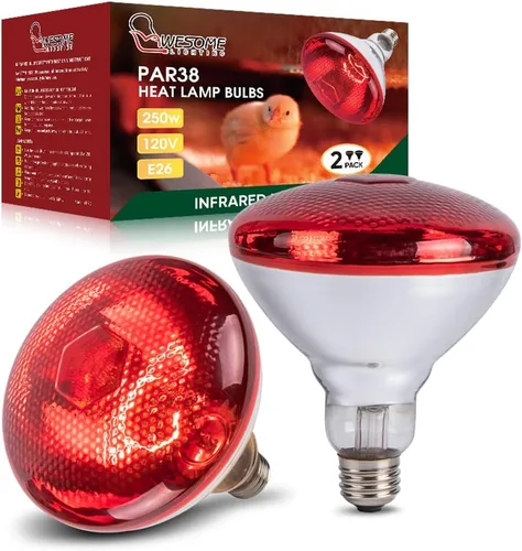 Bombillas de calor de pollo de 250 W, lámpara de calor PAR38 para pollitos, bombilla de calor reflector infrarrojo para calentador de criadera,