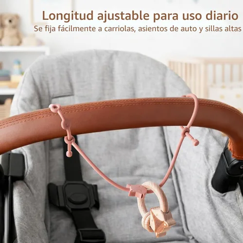 Miniatura 5 de ROCCED Correas de juguete para bebé 6 piezas, correas de juguete de silla alta de silicona, accesorios para cochecito, correas para biberón de niños