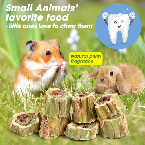 Miniatura 6 de Abizoo Juguetes masticables de conejo para conejo, madera de papaya natural, golosinas masticables con heno de alfalfa orgánica, zanahoria seca