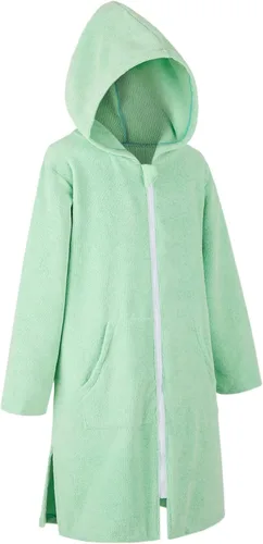 MissShorthair Bata de toalla con capucha para niños, cubierta de playa con cremallera, bata cambiadora de natación para niños, poncho de baño para