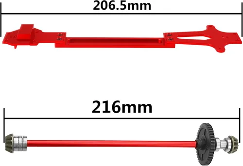 Miniatura 6 de ShareGoo - Bandeja de radio de metal y eje central de transmisión central compatible con WLtoys 124016 124017 124018 124019 1/12 RC piezas de Rojo
