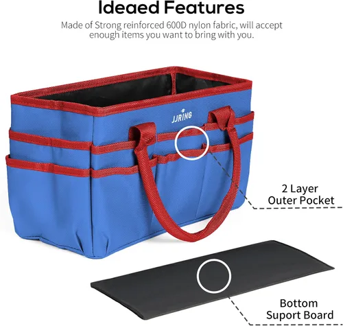 Miniatura 5 de JJRING Bolsa organizadora para manualidades y arte, tela de nailon azul 600D, con bolsillos, para manualidades, álbumes de recortes, médicos y Azul