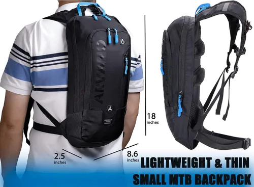 Miniatura 5 de Mochila de Bicicleta Pequeña Mochila de Ciclismo de Montaña Ligera 6l Mochila de Día - Ciclismo MTB, Senderismo, Esquí, Bicicleta de Nieve, Negro