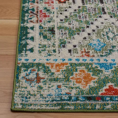Miniatura 3 de SAFAVIEH Madison Collection - Alfombra de pasillo de 2 pies 2 pulgadas x 6 pies, color verde y beige, diseño bohemio de diamante, no desprende