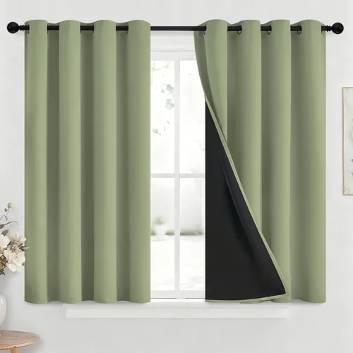 Miniatura 104 de Yakamok Cortinas negras, cortinas de ventana con aislamiento térmico y eficiencia energética para dormitorio, cortinas opacas completas y cortinas