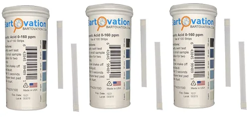Miniatura 5 de Tiras reactivas de ácido peracético, 0-160 ppm [Vial de 100 tiras]