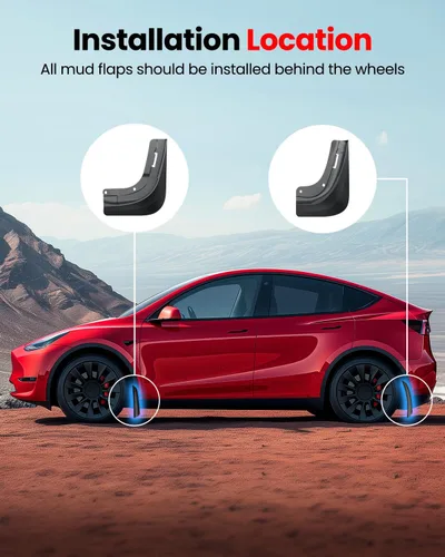 Miniatura 3 de REEVAA - Juego de 4 guardabarros para Tesla Model Y 2019-2025, protege la pintura, no requiere perforación, para todo tipo de clima, negro