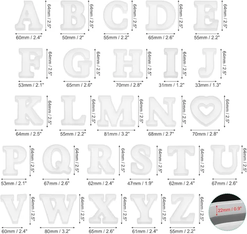 Miniatura 2 de HARFINGTON Moldeo de resina con letras del alfabeto, 2.5 pulgadas, A-Z, mayúscula, alfabeto inglés, molde de silicona para arte de letreros