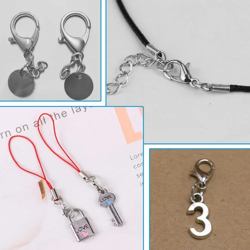 Miniatura 7 de 200 cierres de langosta curvados (0.472 x 0.394 pulgadas) de acero inoxidable para pulseras, collares, joyería, hallazgos, gancho de cierre