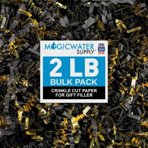 Miniatura 34 de MagicWater Papel de Corte Ondulado para Cestas de Regalo - 2LB - Blanco y Dorado - Perfecto para Relleno de Papel Triturado, Relleno de Cestas