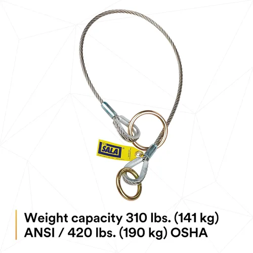 Miniatura 4 de 3M DBI-SALA 5900551 Conector de anclaje, adaptador de amarre de cable de 6 pies, tipo pasante, plateado