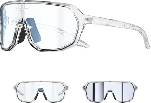 Miniatura 7 de KAPVOE Gafas de ciclismo fotocromáticas para hombres y mujeres, gafas de sol de bicicleta de montaña, gafas deportivas con protección UV Azul Negro
