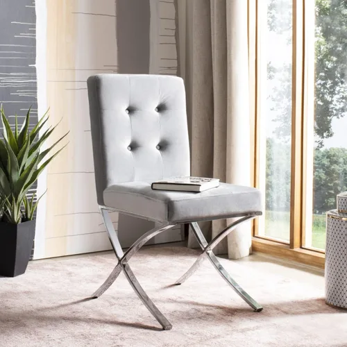 Miniatura 14 de Safavieh Home Walsh - Silla auxiliar de piel sintética negra y cromada