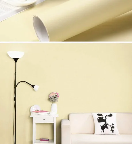 Miniatura 2 de REDODECO Papel adhesivo de vinilo con textura mate de color sólido, papel adhesivo para gabinetes, 15.8 x 79 pulgadas (amarillo leche)