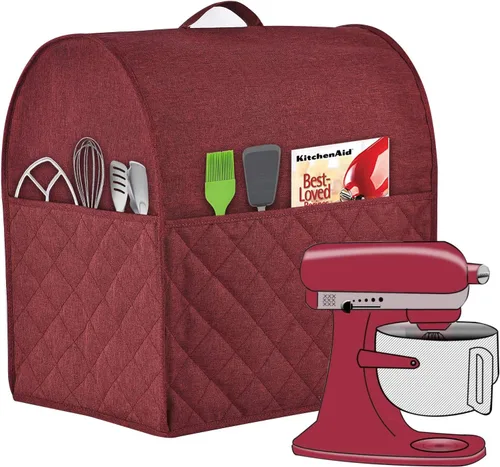 Miniatura 8 de Funda a prueba de polvo para batidora de pie de KitchenAid, con múltiples bolsillos para varios accesorios de electrodomésticos de cocina, Negro