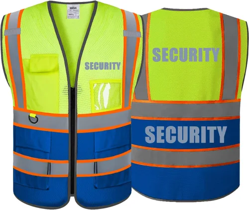 Miniatura 20 de BeautyWill Chalecos de seguridad de alta visibilidad clase 2 con certificación ANSI Chaleco de trabajo de seguridad con cremallera frontal