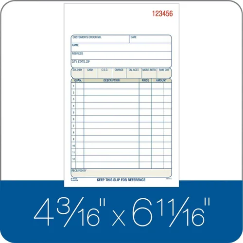 Miniatura 2 de Adams – Libro de órdenes de venta, 3 partes, papel autocopiante, 4-3/16 pulgadas x 7-3/16 pulgadas, 50 juegos, blanco, amarillo y rosa (TC4705)