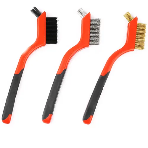 XDMTWLKJ Juego de cepillos de alambre pequeño para limpieza de óxido en agujeros, 3 piezas cepillos de latón/acero inoxidable/nailon