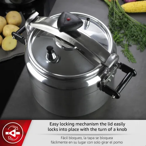 Miniatura 4 de MAGEFESA Chef - Olla a presión de aluminio de 23 cuartos de galón, tapa de acero inoxidable, base de termodifusión, 3 sistemas de seguridad, cocción