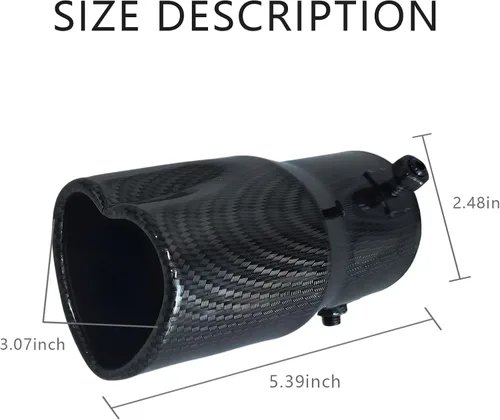 Miniatura 3 de Punta de Escape de Coche Entrada de 2.5 Pulgadas, Punta de Silenciador Recto de Tubo de Escape Universal en Forma de Corazón Modificación de Tubo