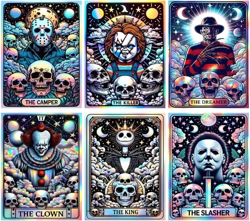 6 paquetes de kits de pintura de diamantes de Halloween para adultos, kits de arte de diamante de terror DIY para principiantes, kits de arte y