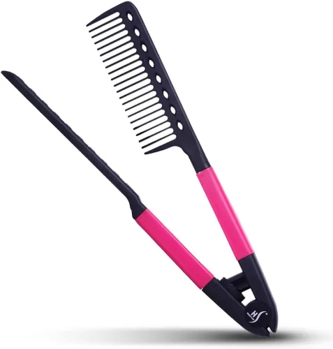 Peine de Alisado de Cabello HerStyler - Peine Alisador para Plancha - Facilita el Estilo - Obtén Cabello Lacio en Minutos (Rosa)