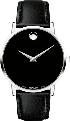 Movado Reloj Museum Classic para hombre, movimiento de cuarzo suizo, correa de piel de becerro, resistencia al agua 3 ATM, reloj clásico y de lujo