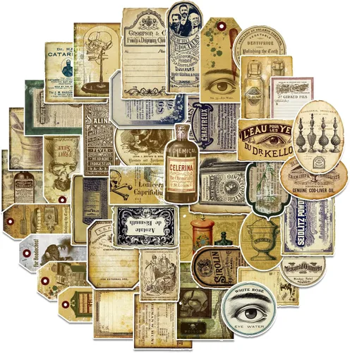 Miniatura 17 de Prstincol 106 piezas de etiquetas adhesivas para pociones, etiqueta adhesiva de bote de vino de estética oscura de boticario para álbumes
