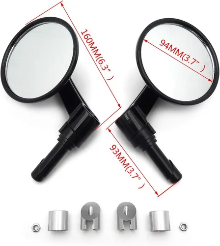 Miniatura 2 de MT448- Negro 7/8" 1" 0.866 in 0.984 in Espejo de extremo de barra redonda Diamante corte hacia abajo Café Compatible con H-D Reemplazo de 56000133A