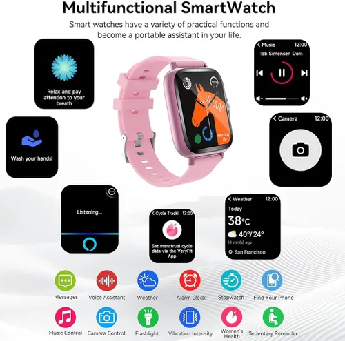 Miniatura 2 de Reloj inteligente para hombres y mujeres (respuesta/hacer llamadas) 1.86HD relojes de fitness con frecuencia cardíaca de 24 horas SpO2 monitor