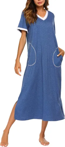 Miniatura 2 de Ekouaer Loungewear - Camisón largo para mujer, ultra-suave, con bolsillo