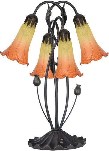 Miniatura 4 de Bieye LS11 Lampara de Soplado de Vidrio en Forma de Flor de Lirio (Amarillo Naranja, Diámetro Interior de Apertura 3,2 cm x Diámetro Exterior 3,8 cm)