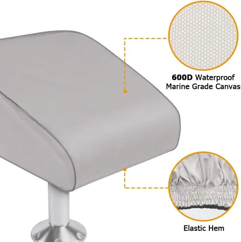 Miniatura 3 de iCOVER Boat Folding Seat Cover - 600 Denier Canvas Waterproof Heavy-Duty Weather Resistant Material Trailerable Fishing Chair Covers Gris